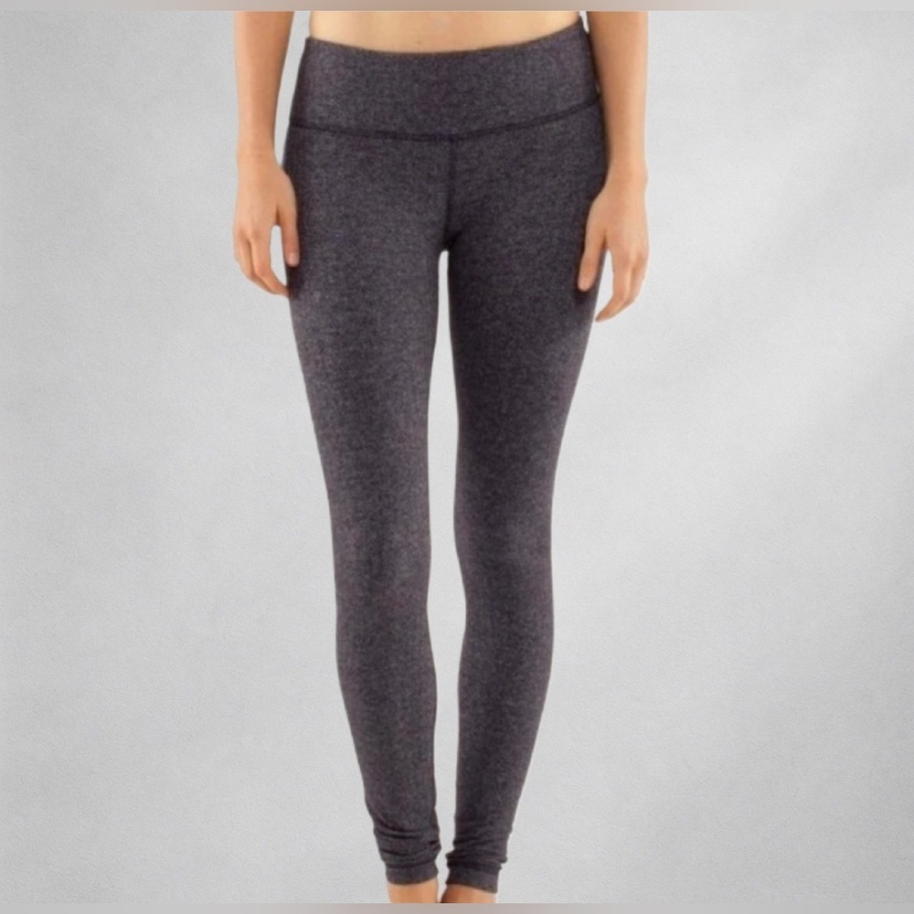 Lululemon Leggings Women’s 4 Black Charcoal Herringbone Wide Waistband Yoga Pant